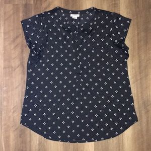 Black Printed Blouse Short Sleeve Liz Claiborne